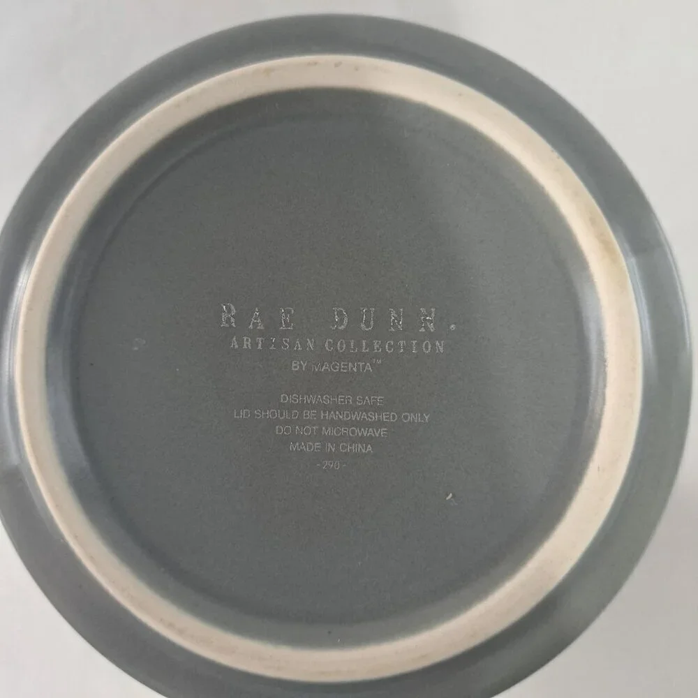 Rae Dunn Light Gray Ceramic BBQ Container Wooden Lid